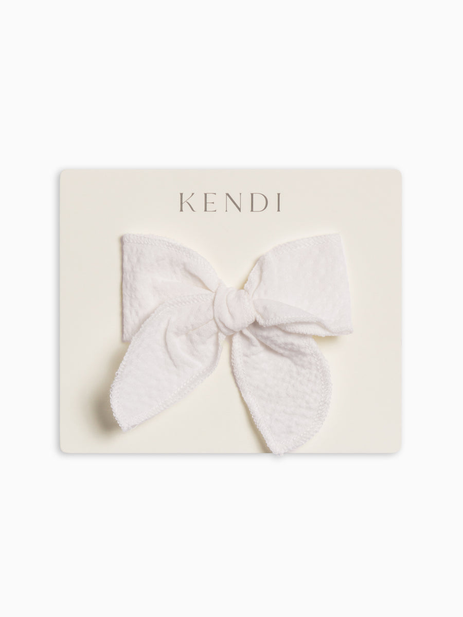Seersucker Bow Clip - Coconut Baby : Accessories : Bows : Clips Kendi Organic Cotton Baby and Kids Seersucker Bow Clip