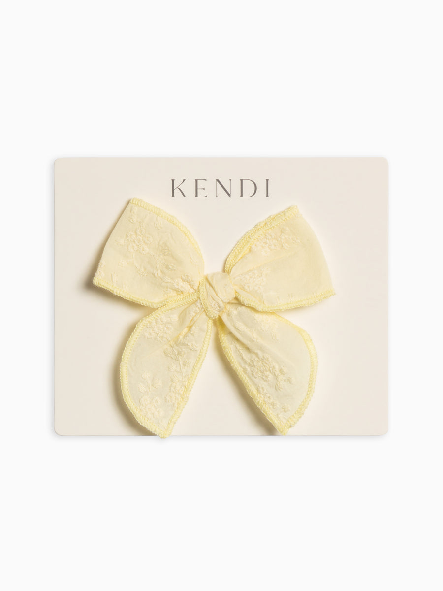 Eyelet Bow Clip - Ribbed Collection Baby : Accessories : Bows : Clips Kendi Organic Cotton Baby and Kids Eyelet Bow Clip