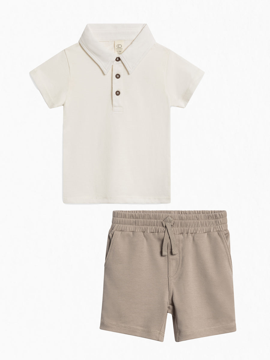 Organic 2 Piece Polo and Shorts Set Baby-Kids : Virtual Set Colored Organics
