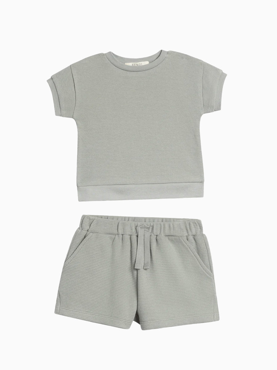 Organic 2 Piece Waffle Tee and Shorts Set Baby-Kids : Virtual Set Colored Organics