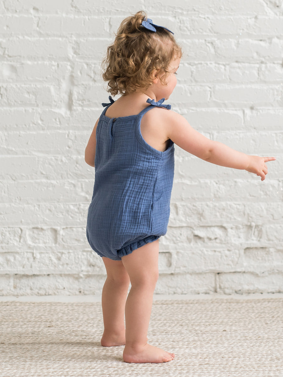 Ada Muslin Ruffle Tank Romper Baby : One Pieces : Rompers : Tanks Kendi Organic Cotton Baby Ada Muslin Ruffle Tank Romper