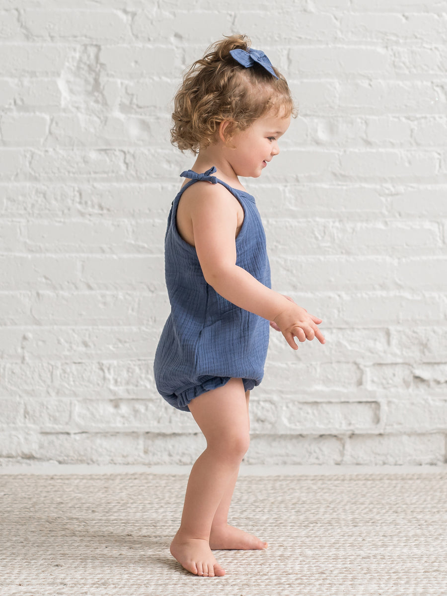 Ada Muslin Ruffle Tank Romper Baby : One Pieces : Rompers : Tanks Kendi Organic Cotton Baby Ada Muslin Ruffle Tank Romper