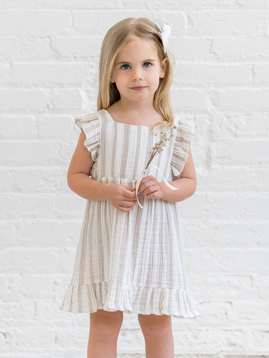 Jane Muslin Dress Baby-Kids : Tops : Dresses : Short Sleeves Kendi Organic Cotton Baby and Kids Jane Muslin Dress