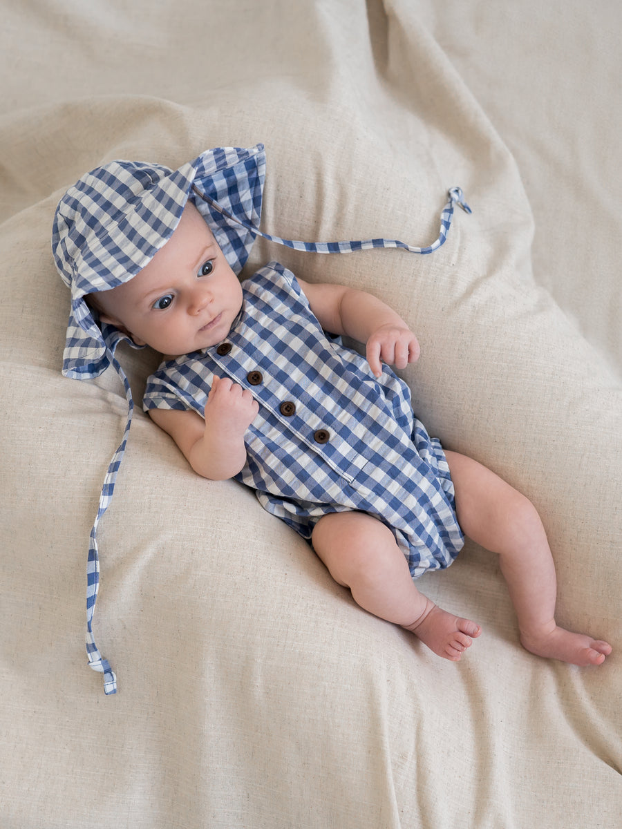 Wren Seersucker Bubble Romper Baby : One Pieces : Rompers : Tanks Kendi Organic Cotton Baby Wren Seersucker Bubble Romper