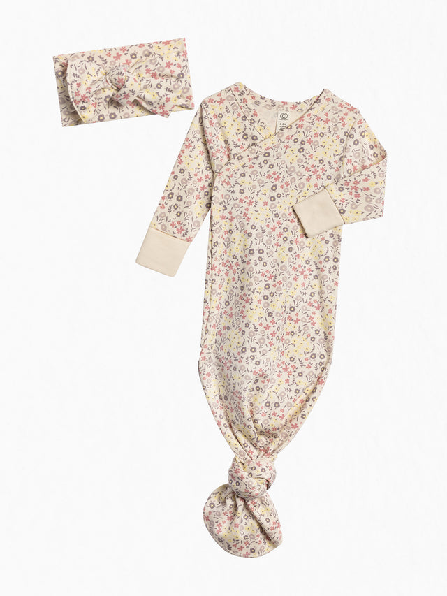 Organic Kimono Gown and Bow Wrap Set Baby : Virtual Set Colored Organics 